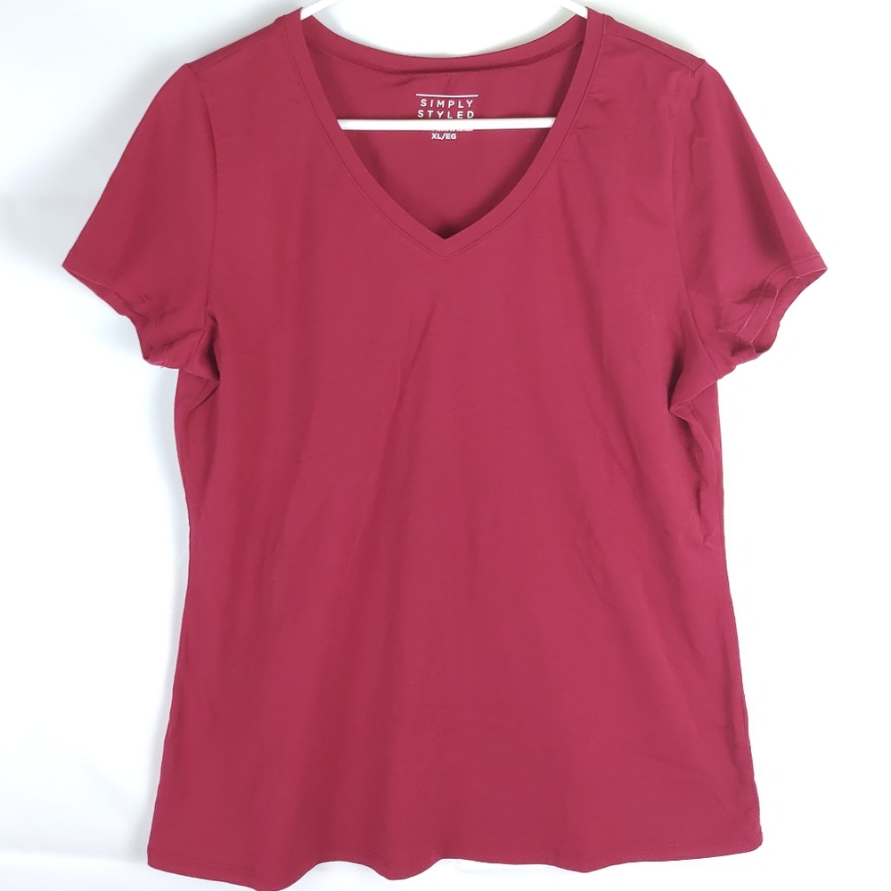 Simply Styled V-Neck T-Shirt Top Womens XL Gorpcore Casual Going Out Loungewear